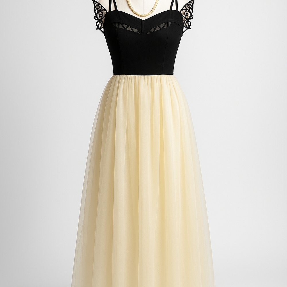 Cupshe Black and Cream Midi Dress